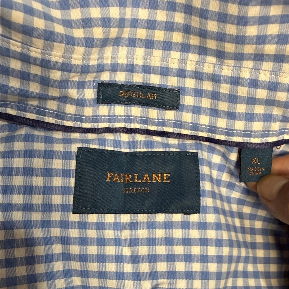 Fairland Men’s Blue and White Checkered Casual Shirt - Picture 8 of 10